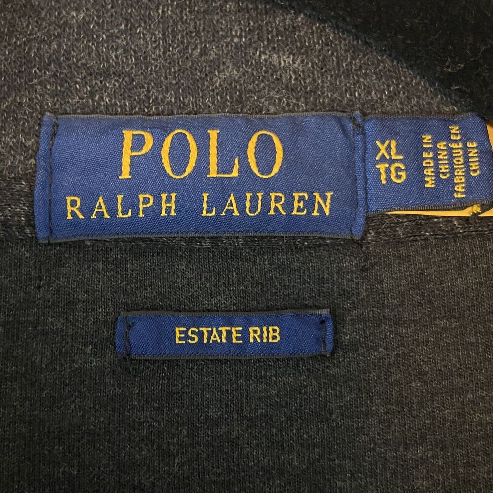Polo Ralph Lauren 1/4 Zip Pullover Sweater Men's XL Gray Estate Rib Preppy Logo - Picture 4 of 6